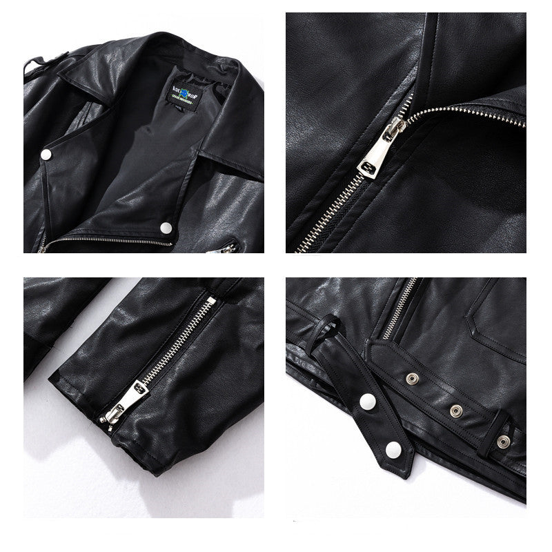 Men's Street Zipper Loose Hip Hop PU Leather Jacket