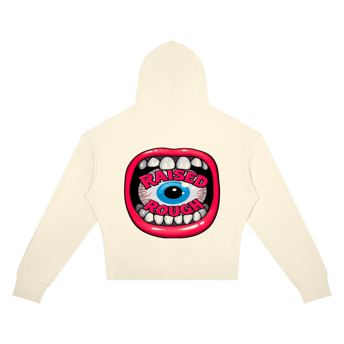 RAISED ROUGH Mouth full Women’s Crop Drop Shoulder Hoodie