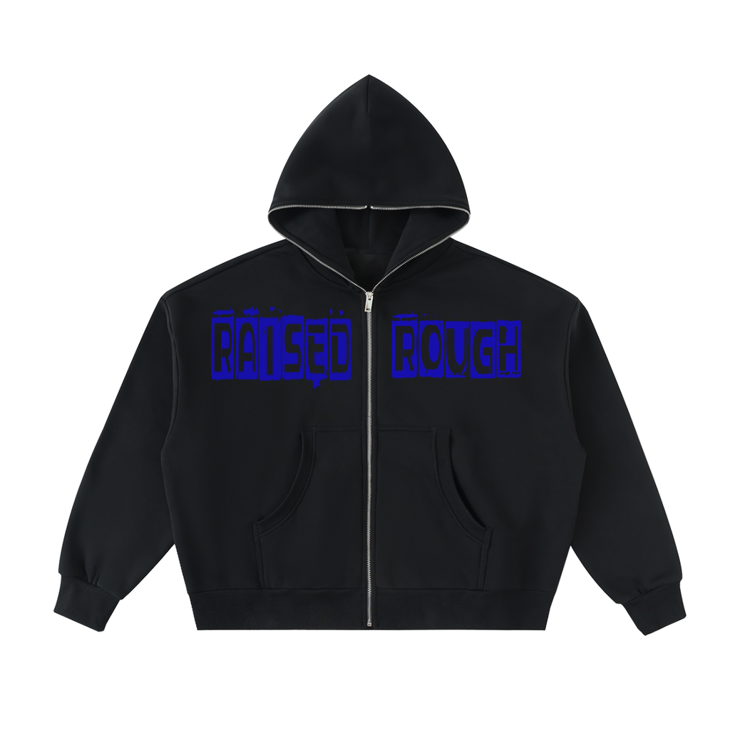 Raised Rough Cookie MonsterFleeced Full-Zip Boxy Hoodie