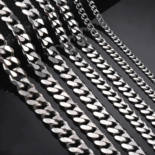 Stainless Steel Gold Silver Chain Cuban Curb Mens Necklace
