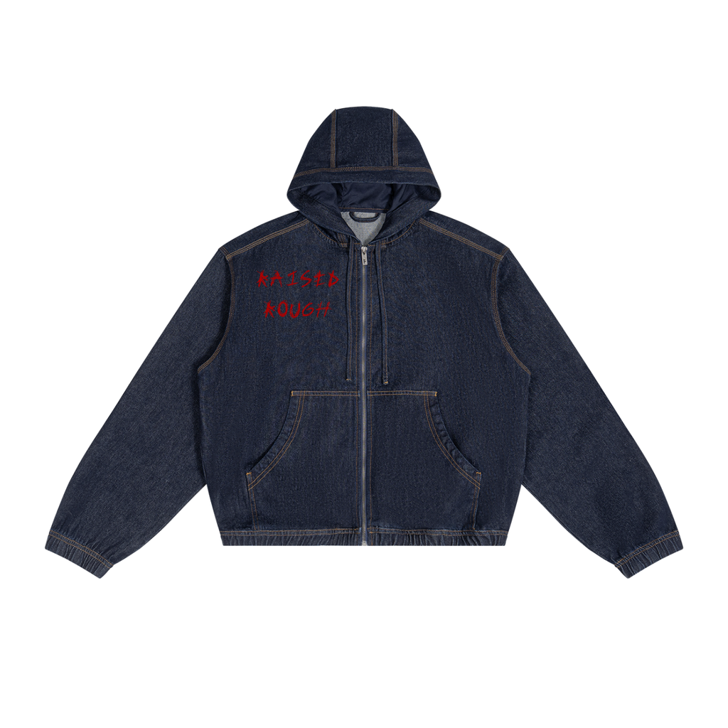 Raised Rough Men's Hooded Denim Jacket