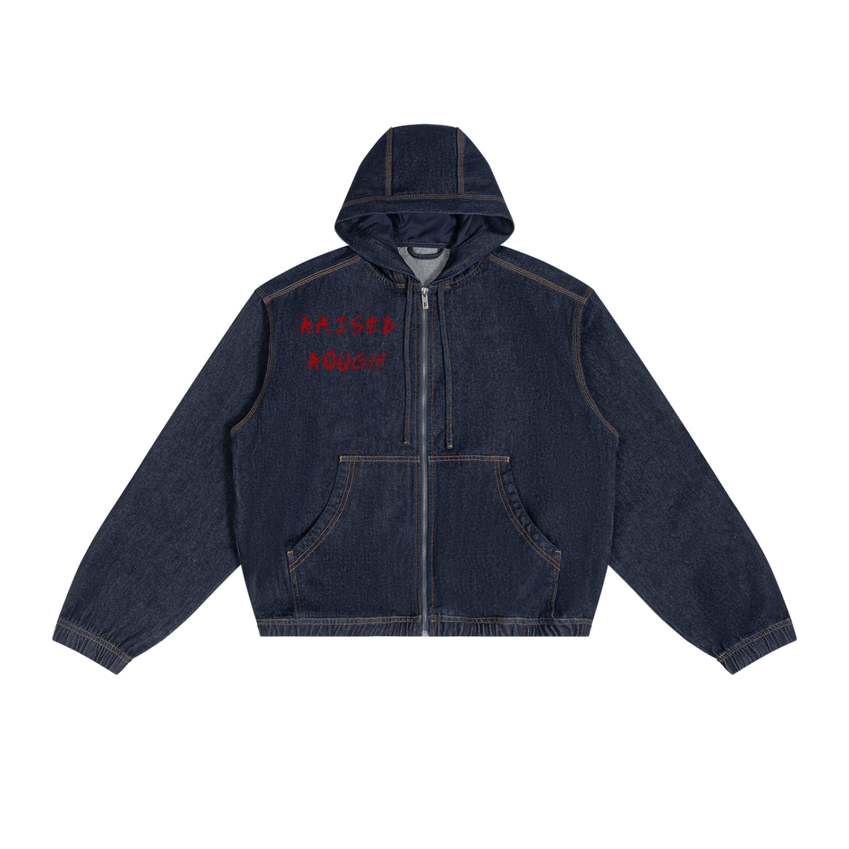 Raised Rough Men's Hooded Denim Jacket