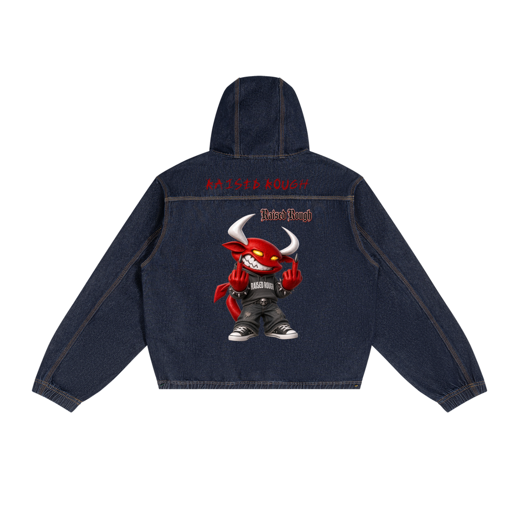 Raised Rough Men's Hooded Denim Jacket