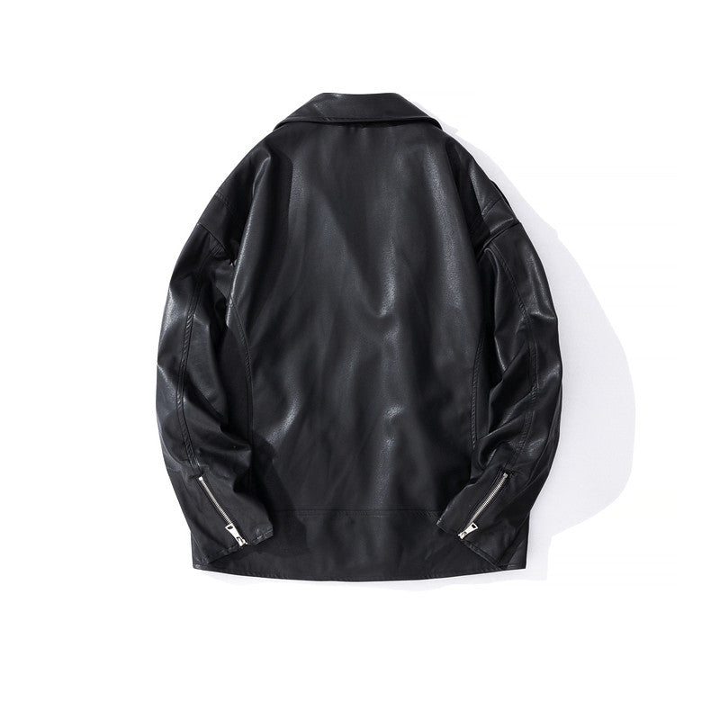 Men's Street Zipper Loose Hip Hop PU Leather Jacket