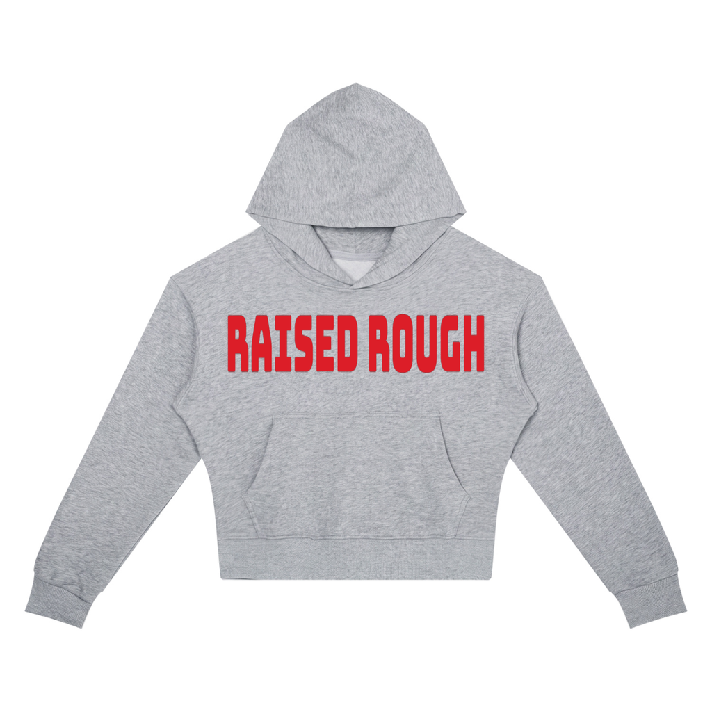 RAISED ROUGH Mouth full Women’s Crop Drop Shoulder Hoodie