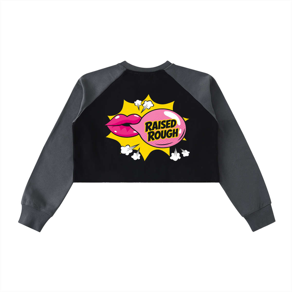 Raw-Hem Color-Block Raglan Crop Sweatshirt