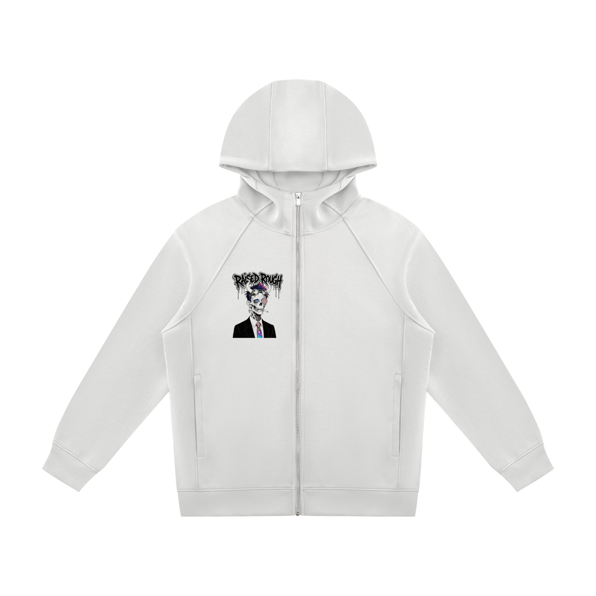 Raised Rough_punkrock_Unisex Raglan Full Zip Hoodie