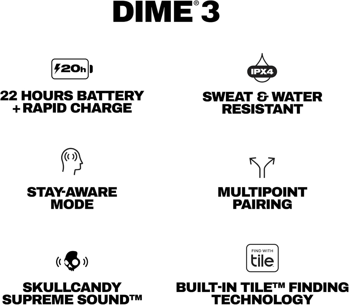 Skullcandy Dime 3 Wireless In-Ear Bluetooth Earbuds - Bone