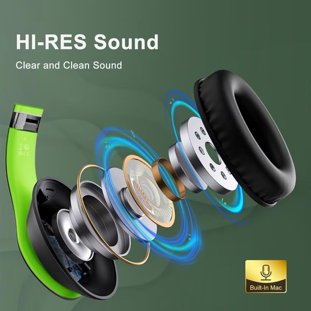 Wireless Bluetooth Headphones Over Ear V6.0 HiFi Stereo with Mic