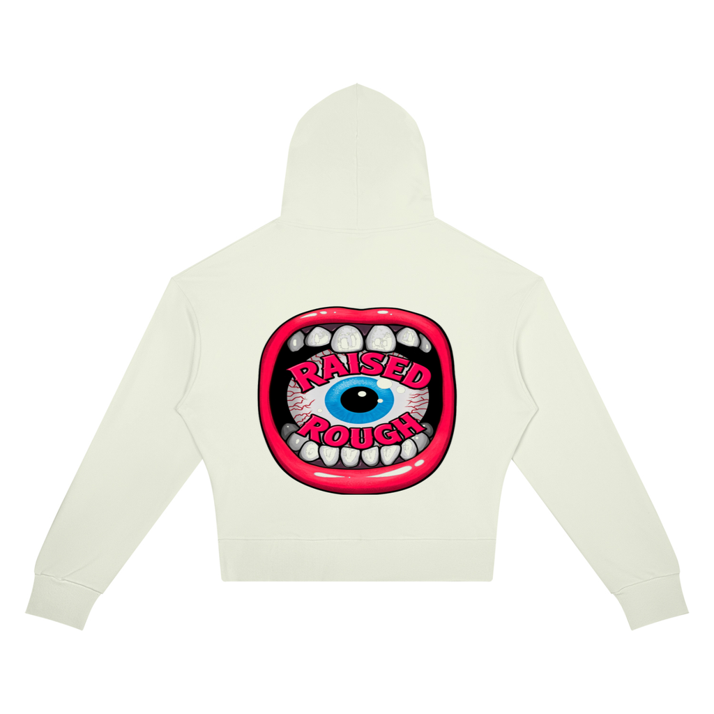 RAISED ROUGH Mouth full Women’s Crop Drop Shoulder Hoodie