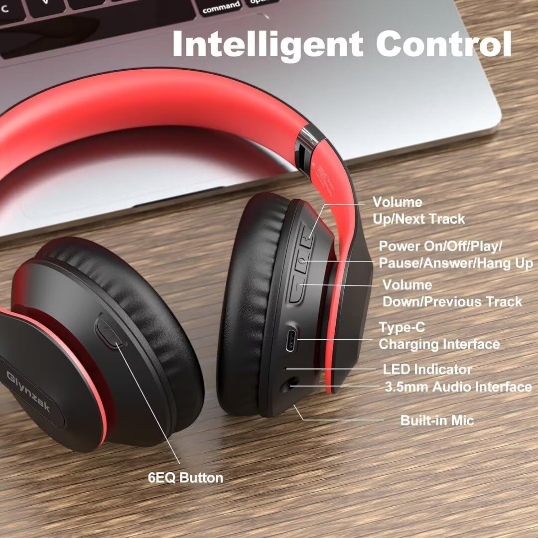 Wireless Bluetooth Headphones Over Ear V6.0 HiFi Stereo with Mic