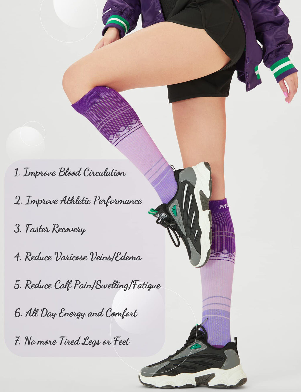 FITRELL 3 Pairs Compression Socks for Women and Men 20-30mmHg-Circulation Support Socks