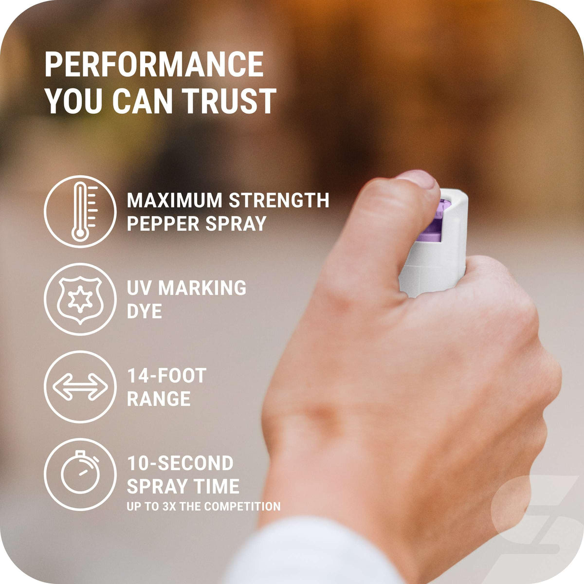 Sabre Pepper Spray with Quick Release Keychain for Self Defense – Maximum Police Strength OC Spray with UV Marking Dye, Twist Lock Safety, Finger Grip, 10‑Second Spray, 14‑ft Range, Made in USA
