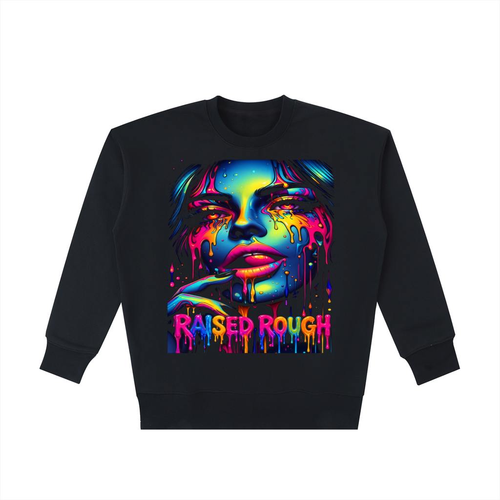 RAISED ROUGH Psychedelic Drip Essential Heavyweight Cotton Sweatshirt