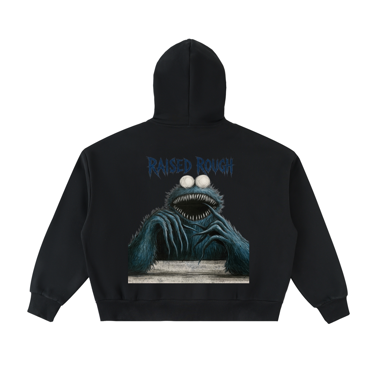 Raised Rough Cookie MonsterFleeced Full-Zip Boxy Hoodie