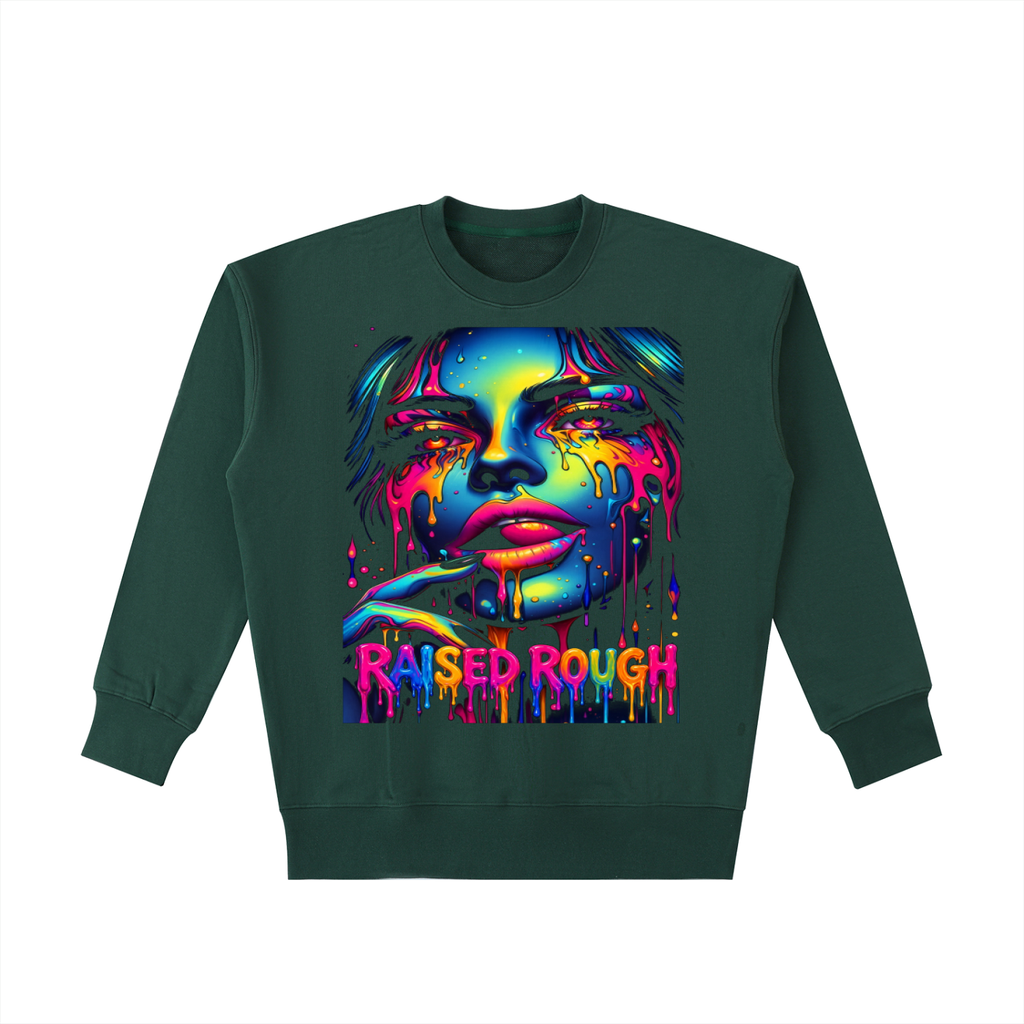 RAISED ROUGH Psychedelic Drip Essential Heavyweight Cotton Sweatshirt