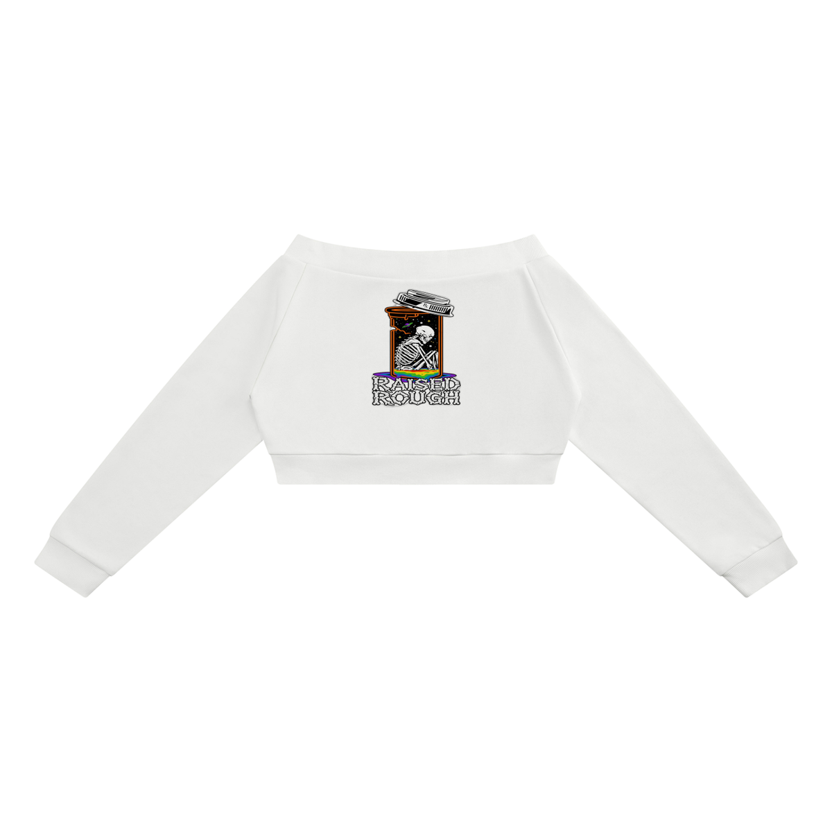 RAISED ROUGH RX SKELETON Women's Off-Shoulder Full Zip Hoodie