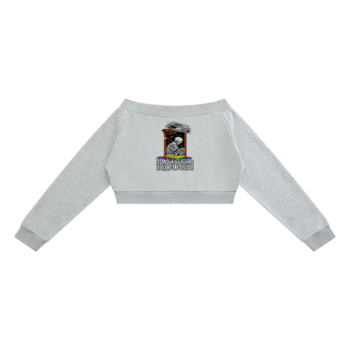 RAISED ROUGH RX SKELETON Women's Off-Shoulder Full Zip Hoodie