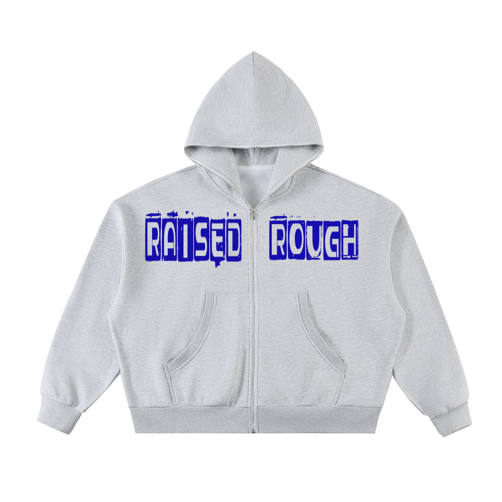 Raised Rough Cookie MonsterFleeced Full-Zip Boxy Hoodie