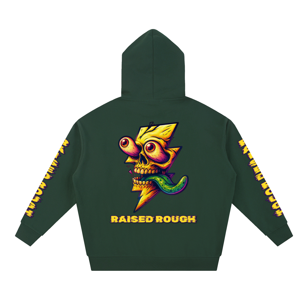RAISED ROUGH Skull Lightning Heavyweight Hoodie