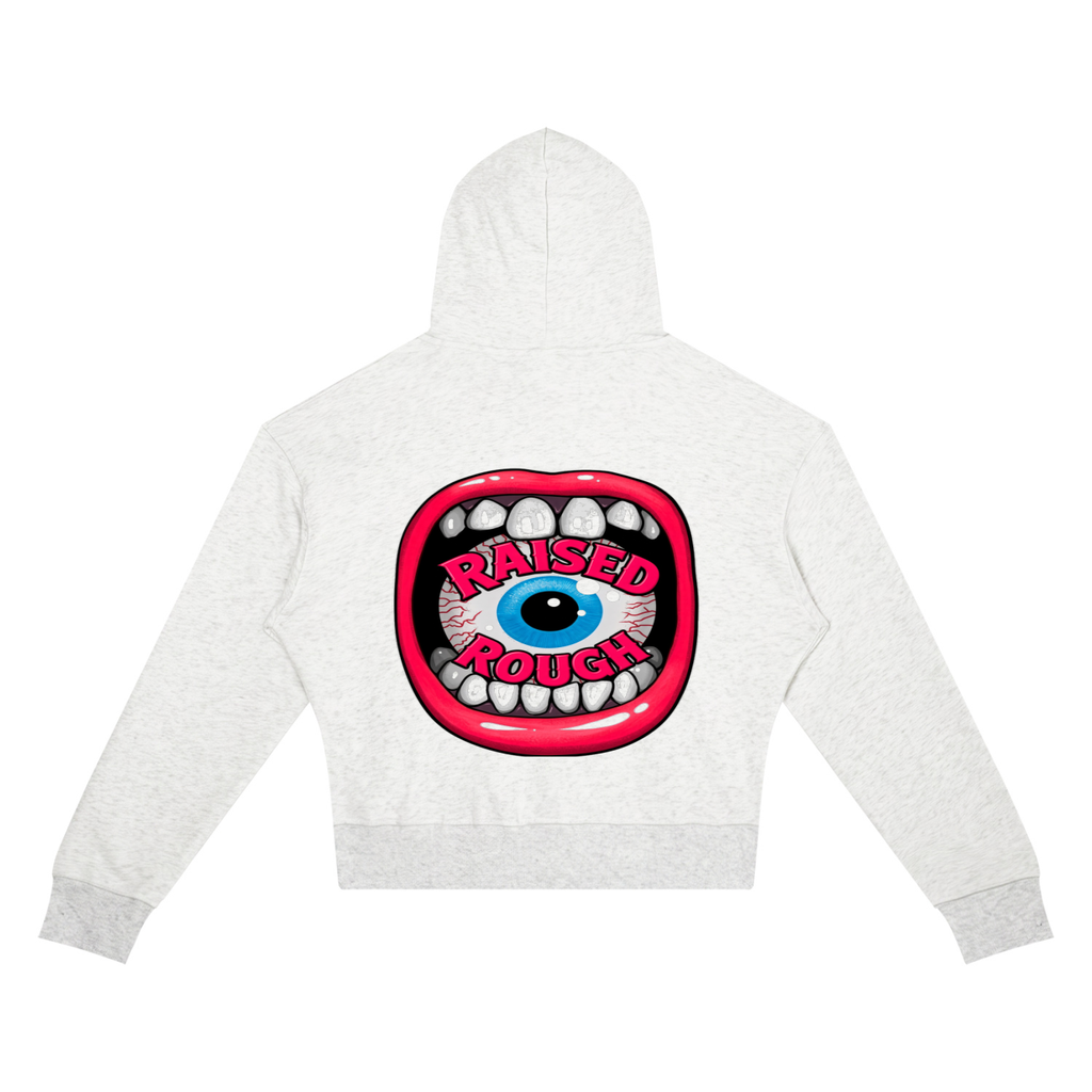 RAISED ROUGH Mouth full Women’s Crop Drop Shoulder Hoodie